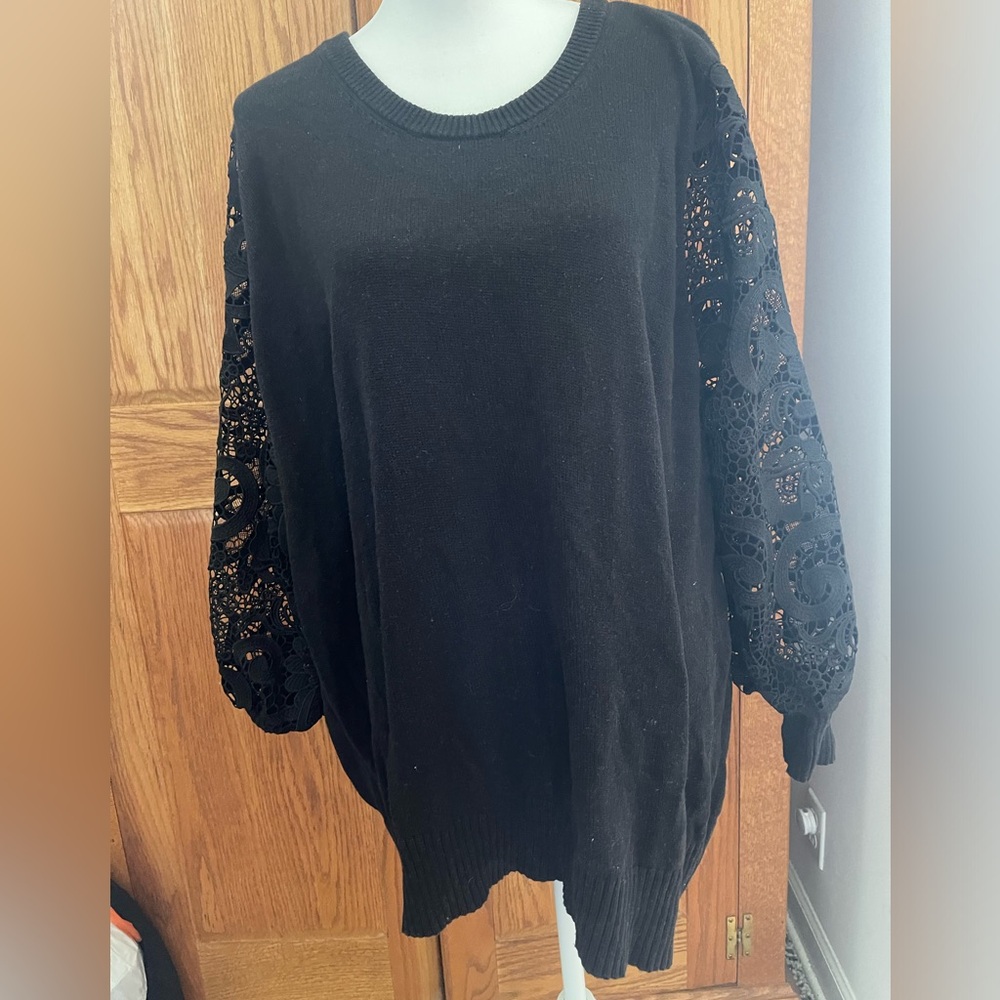 Pullover Lace Sleeve Sweater